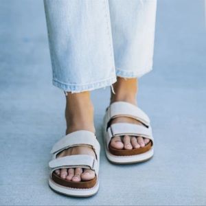 comfort faux suede velcro sandal grey - brand new!